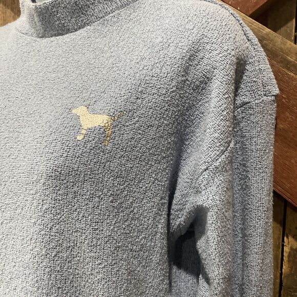 PINK Victoria’s Secret Fleece Sweatshirt XS  Blue Mock Neck Silver Dog Comfy - Picture 3 of 12